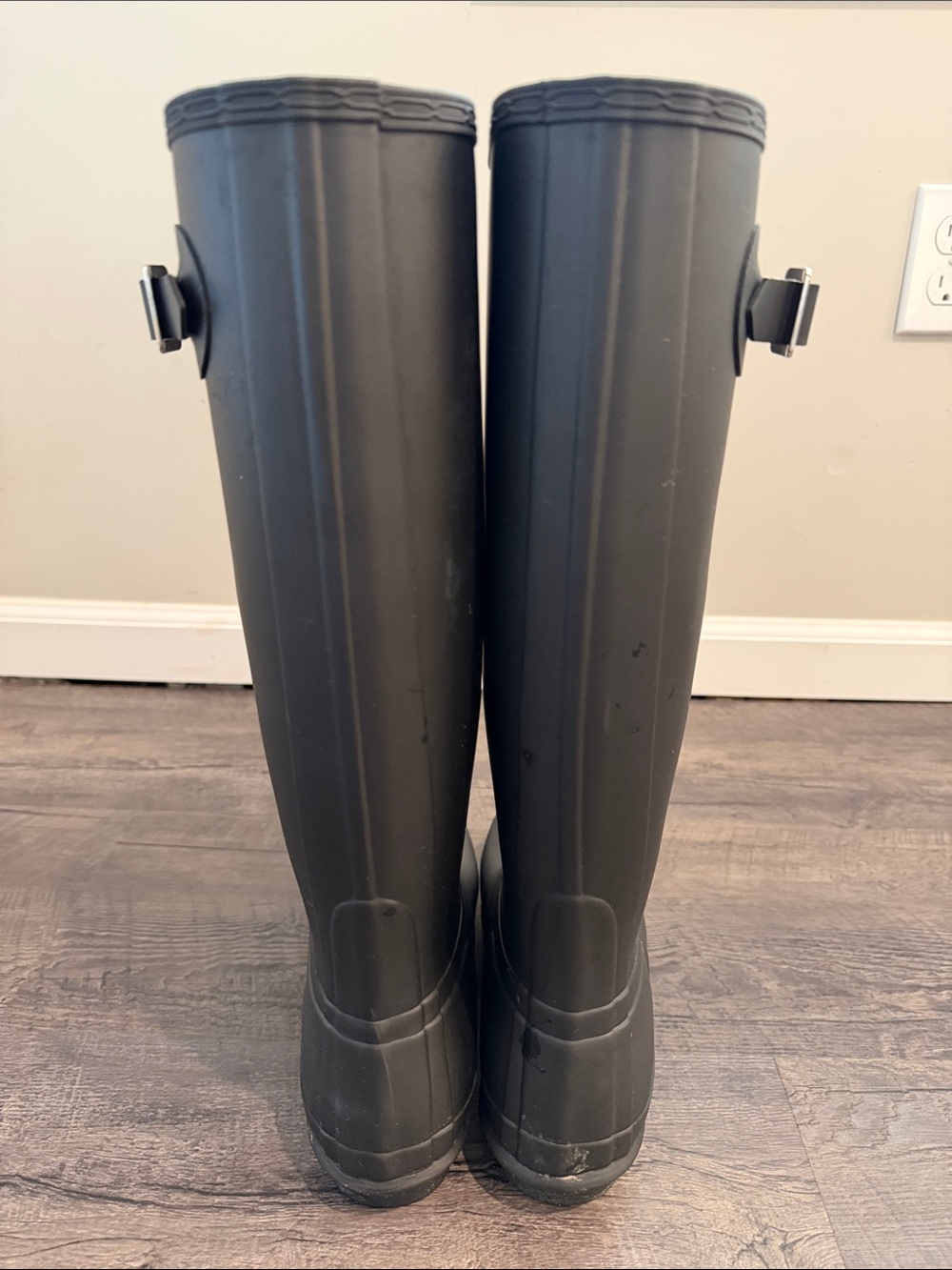 Hunter Women's 10 Matte Black Original Wellington Tall Waterproof Rain Boots - Picture 8 of 10
